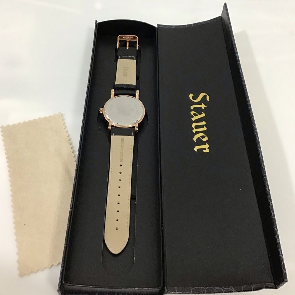 Stauer 22671 3ATM Stainless Steel Water Resistant Rose Gold Black Band Watch - Picture 2 of 10